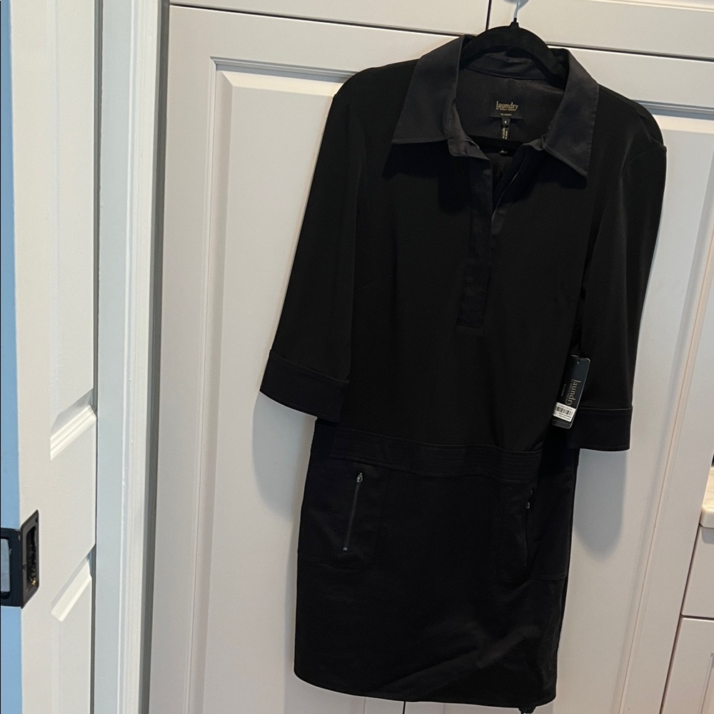 Laundry Women's Black 3/4 Sleeve Dress sz 8 NWT really cool♥️
